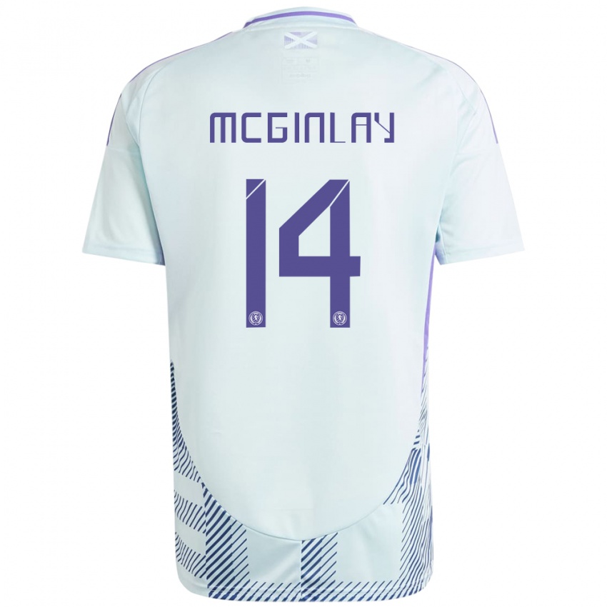 Hombre Camiseta Escocia Aiden Mcginlay #14 Azul Menta Claro 2ª Equipación 24-26 La Camisa Argentina