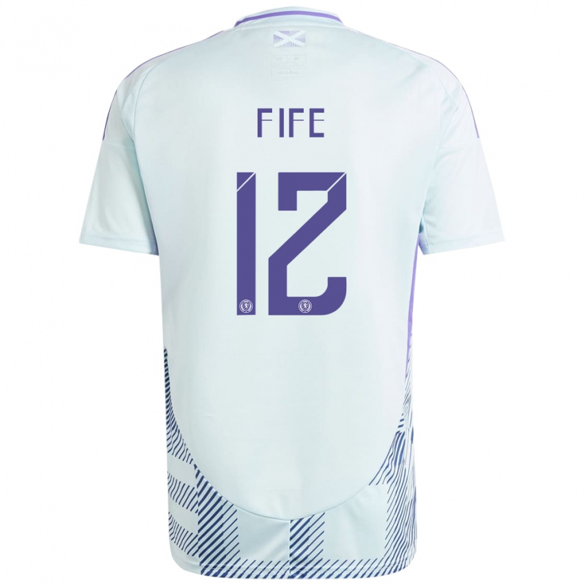 Hombre Camiseta Escocia Jenna Fife #12 Azul Menta Claro 2ª Equipación 24-26 La Camisa Argentina