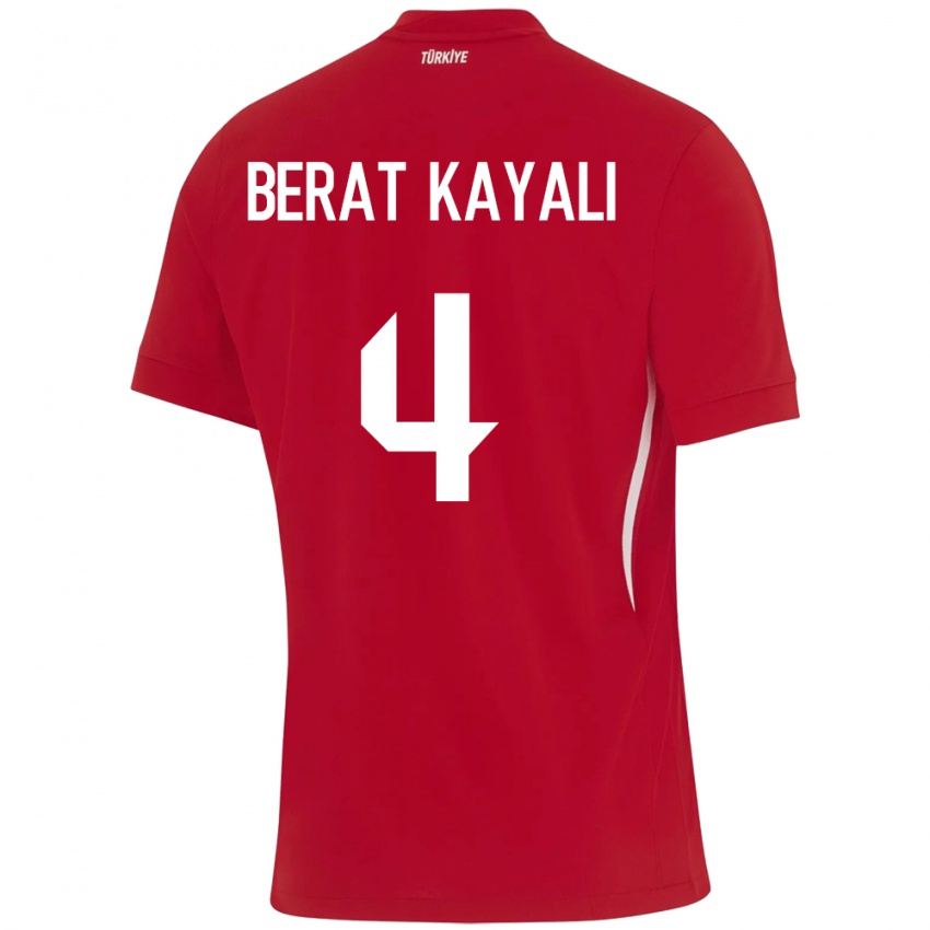 Hombre Camiseta Turquía Hasan Berat Kayalı #4 Rojo 2ª Equipación 24-26 La Camisa Argentina