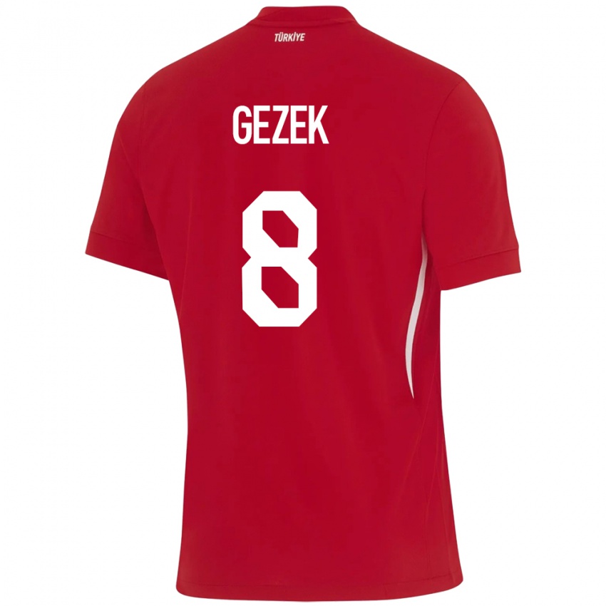 Hombre Camiseta Turquía Baran Gezek #8 Rojo 2ª Equipación 24-26 La Camisa Argentina