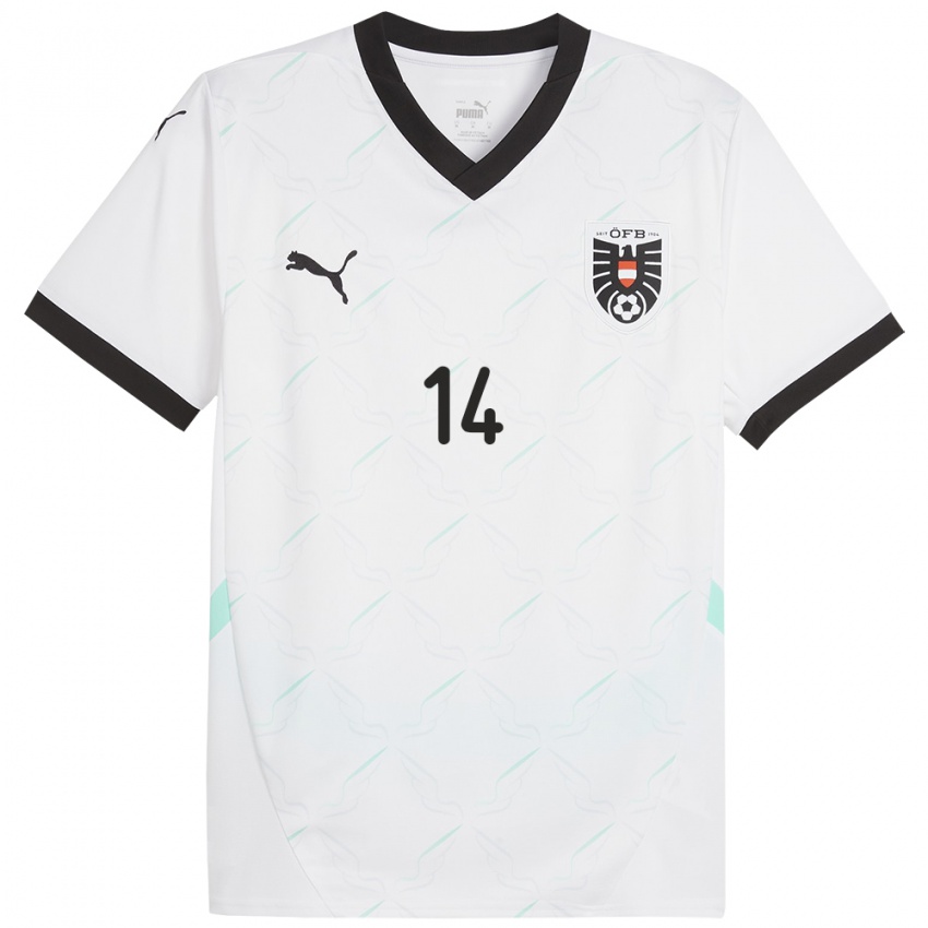 Hombre Camiseta Austria Leopold Querfeld #14 Blanco 2ª Equipación 24-26 La Camisa Argentina