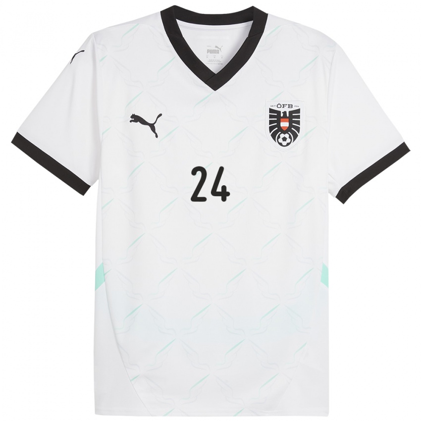 Hombre Camiseta Austria Julia Magerl #24 Blanco 2ª Equipación 24-26 La Camisa Argentina