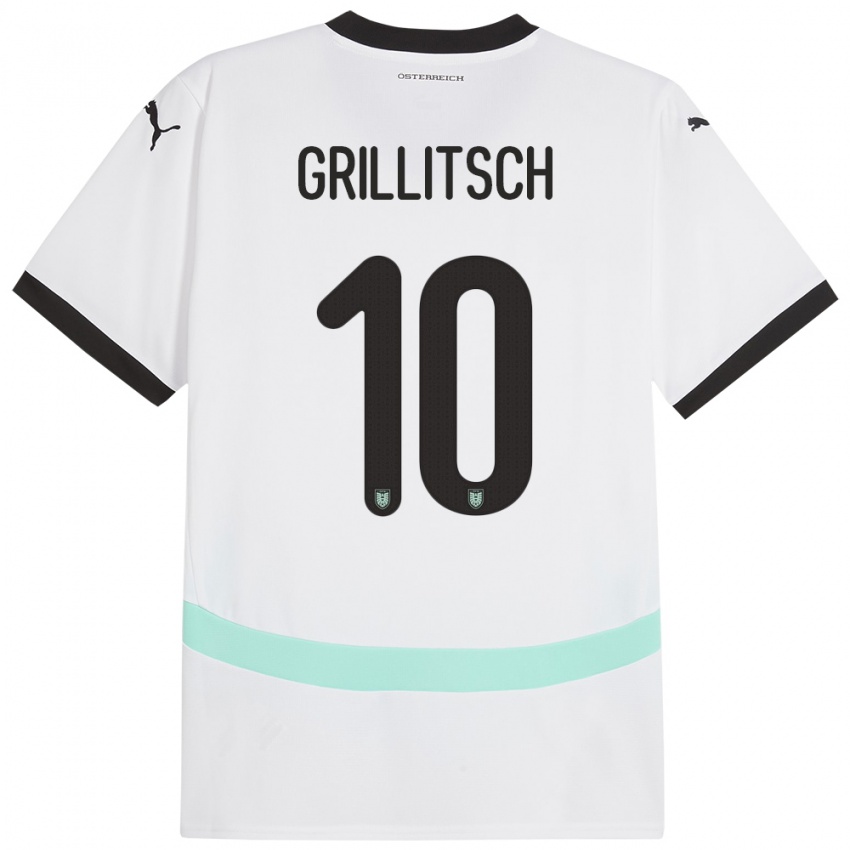 Hombre Camiseta Austria Florian Grillitsch #10 Blanco 2ª Equipación 24-26 La Camisa Argentina