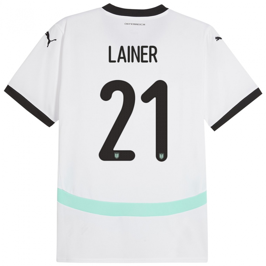 Hombre Camiseta Austria Stefan Lainer #21 Blanco 2ª Equipación 24-26 La Camisa Argentina