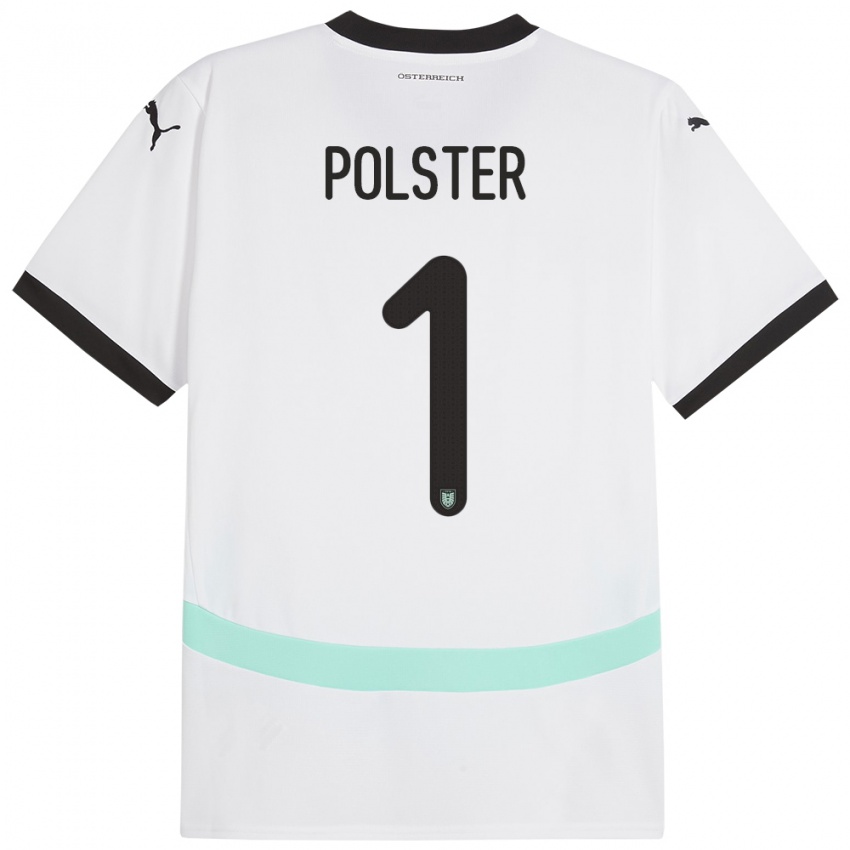 Hombre Camiseta Austria Nikolas Polster #1 Blanco 2ª Equipación 24-26 La Camisa Argentina