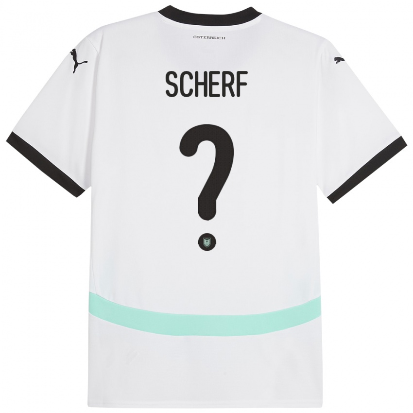 Hombre Camiseta Austria Elias Scherf #0 Blanco 2ª Equipación 24-26 La Camisa Argentina