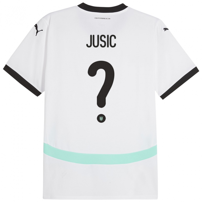 Hombre Camiseta Austria Kenan Jusic #0 Blanco 2ª Equipación 24-26 La Camisa Argentina