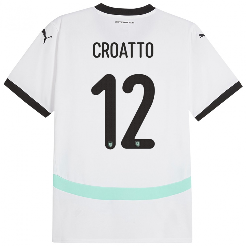 Hombre Camiseta Austria Michela Croatto #12 Blanco 2ª Equipación 24-26 La Camisa Argentina