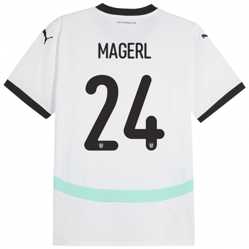 Hombre Camiseta Austria Julia Magerl #24 Blanco 2ª Equipación 24-26 La Camisa Argentina