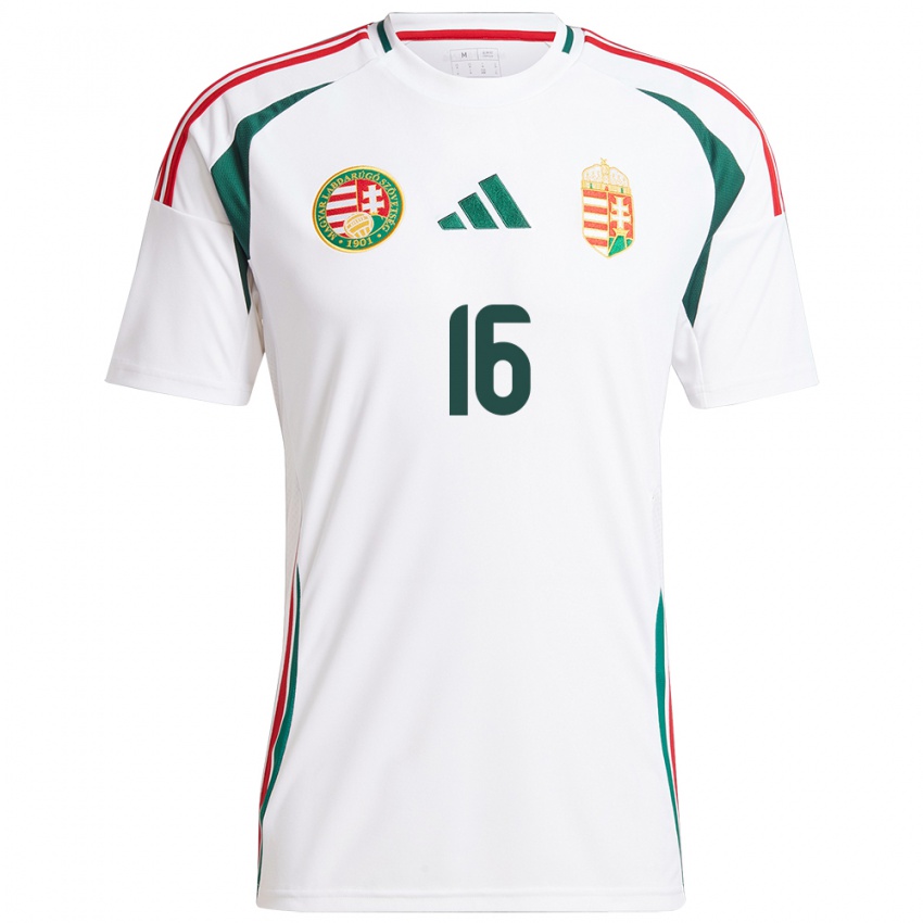 Hombre Camiseta Hungría Diána Csányi #16 Blanco 2ª Equipación 24-26 La Camisa Argentina