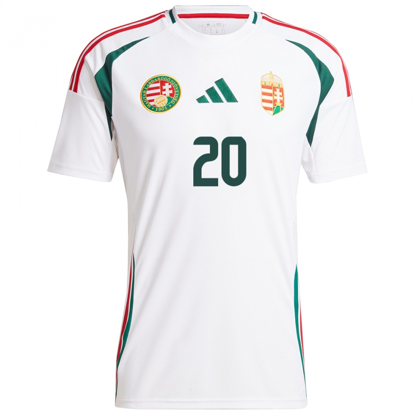 Hombre Camiseta Hungría Zsombor Hős #20 Blanco 2ª Equipación 24-26 La Camisa Argentina