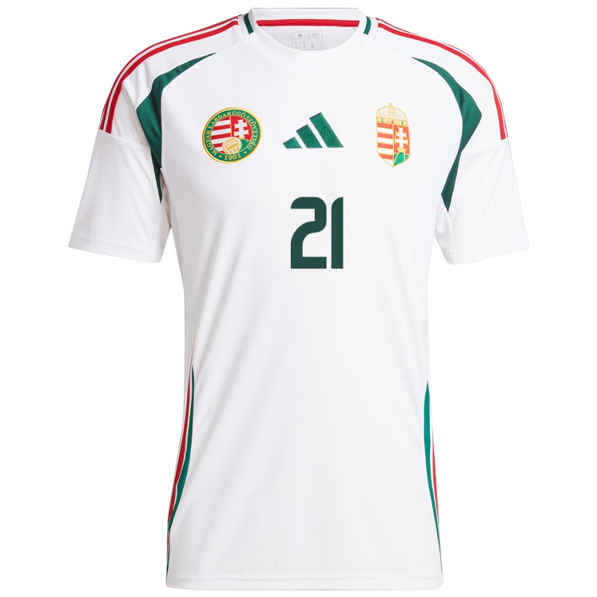 Hombre Camiseta Hungría Glória Siber #21 Blanco 2ª Equipación 24-26 La Camisa Argentina