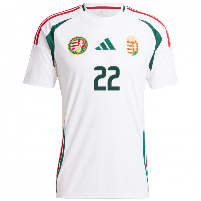 Hombre Camiseta Hungría Dorina Borók #22 Blanco 2ª Equipación 24-26 La Camisa Argentina