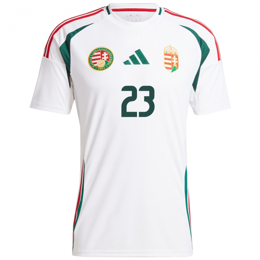 Hombre Camiseta Hungría Luca Papp #23 Blanco 2ª Equipación 24-26 La Camisa Argentina