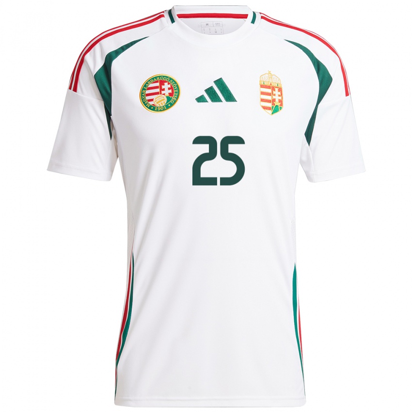 Hombre Camiseta Hungría Krisztofer Horváth #25 Blanco 2ª Equipación 24-26 La Camisa Argentina