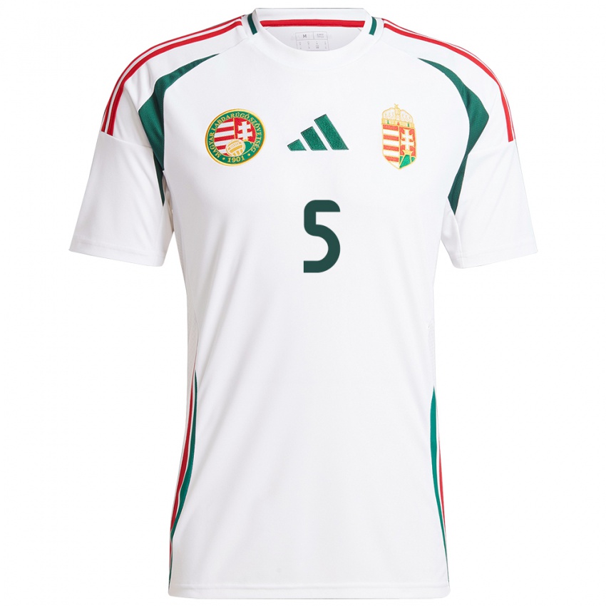 Hombre Camiseta Hungría Viktor Vitályos #5 Blanco 2ª Equipación 24-26 La Camisa Argentina