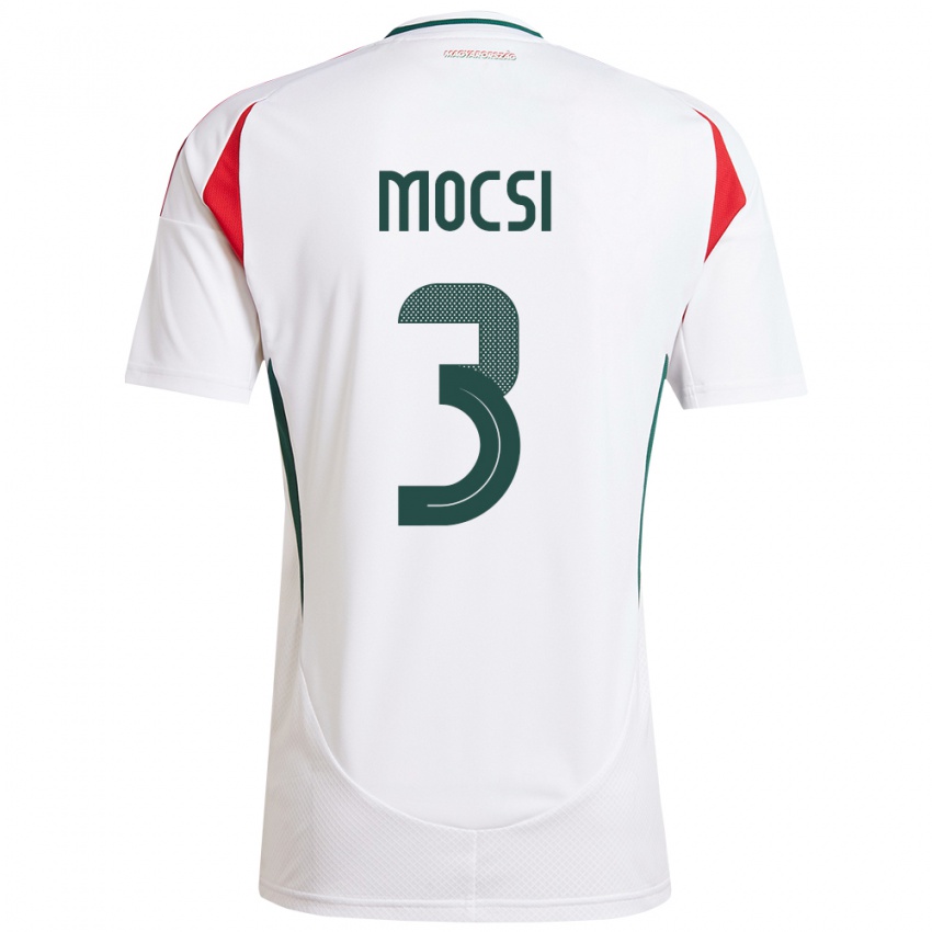 Hombre Camiseta Hungría Attila Mocsi #3 Blanco 2ª Equipación 24-26 La Camisa Argentina