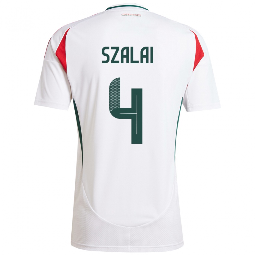 Hombre Camiseta Hungría Attila Szalai #4 Blanco 2ª Equipación 24-26 La Camisa Argentina