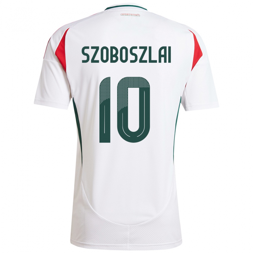 Hombre Camiseta Hungría Dominik Szoboszlai #10 Blanco 2ª Equipación 24-26 La Camisa Argentina