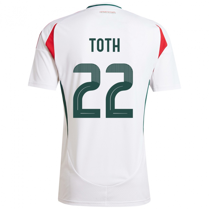 Hombre Camiseta Hungría Balázs Tóth #22 Blanco 2ª Equipación 24-26 La Camisa Argentina