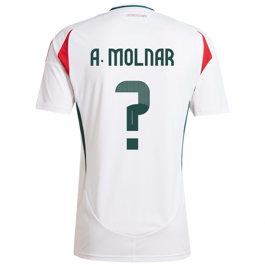 Hombre Camiseta Hungría Ádin Molnár #0 Blanco 2ª Equipación 24-26 La Camisa Argentina