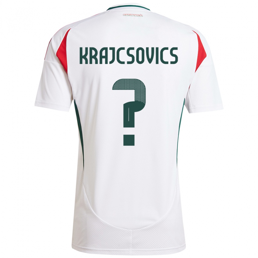 Hombre Camiseta Hungría Ábel Krajcsovics #0 Blanco 2ª Equipación 24-26 La Camisa Argentina