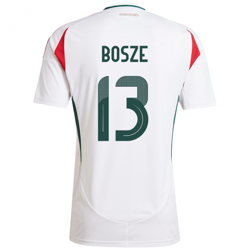 Hombre Camiseta Hungría Levente Bősze #13 Blanco 2ª Equipación 24-26 La Camisa Argentina