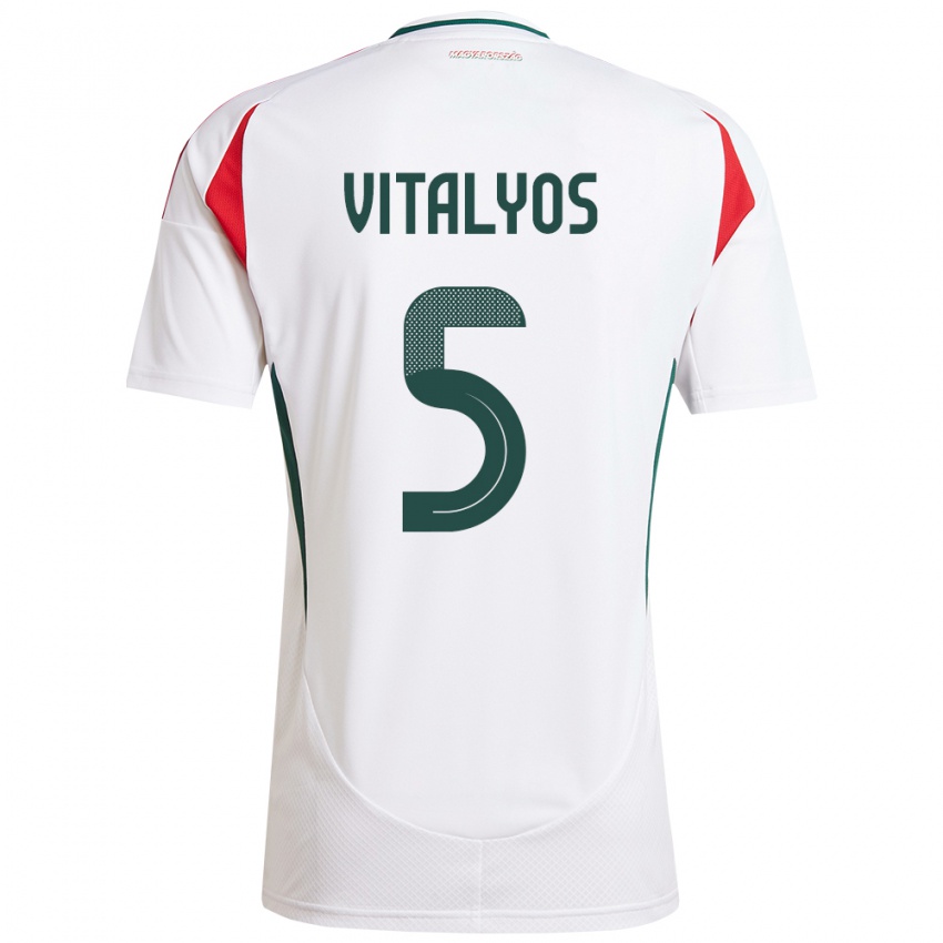 Hombre Camiseta Hungría Viktor Vitályos #5 Blanco 2ª Equipación 24-26 La Camisa Argentina