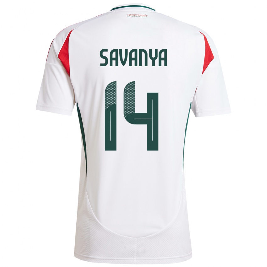 Hombre Camiseta Hungría Csilla Savanya #14 Blanco 2ª Equipación 24-26 La Camisa Argentina