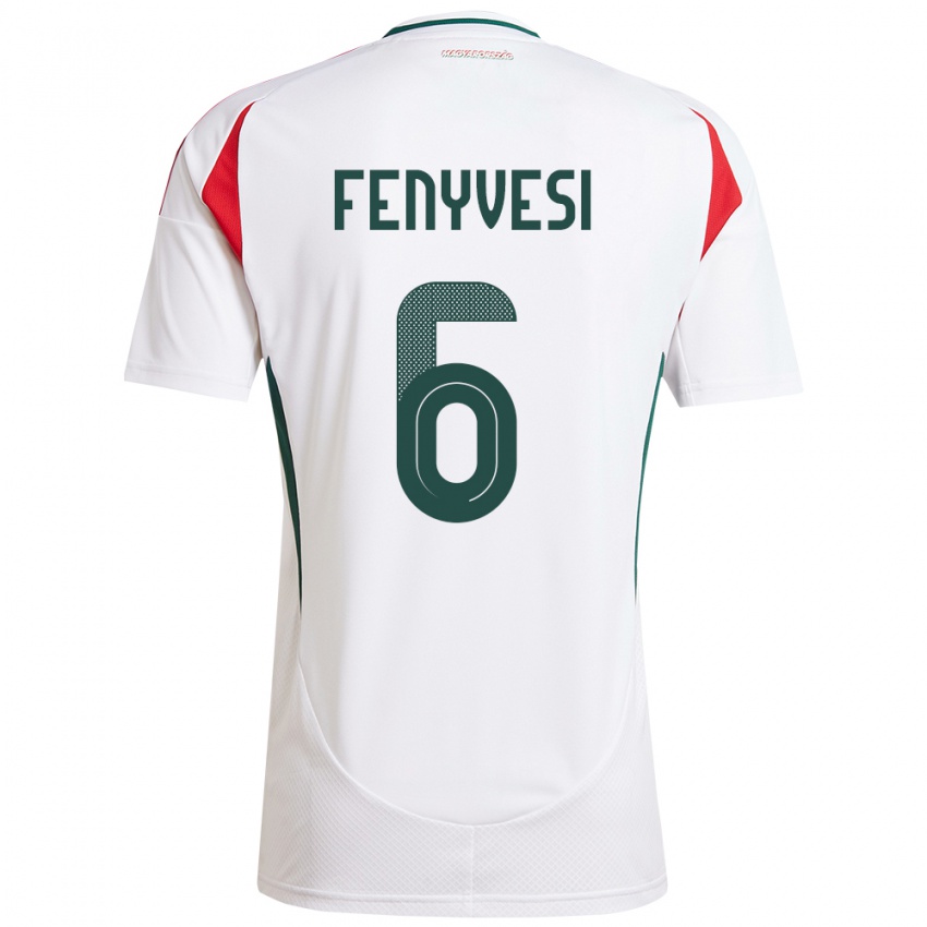 Hombre Camiseta Hungría Evelin Fenyvesi #6 Blanco 2ª Equipación 24-26 La Camisa Argentina