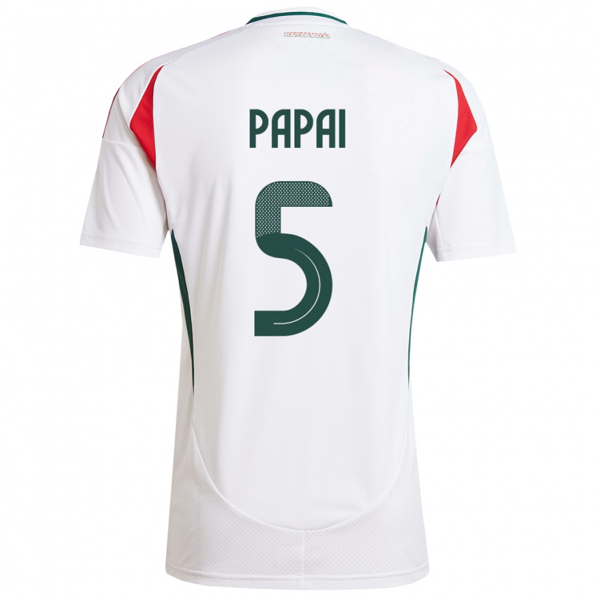 Hombre Camiseta Hungría Emőke Pápai #5 Blanco 2ª Equipación 24-26 La Camisa Argentina