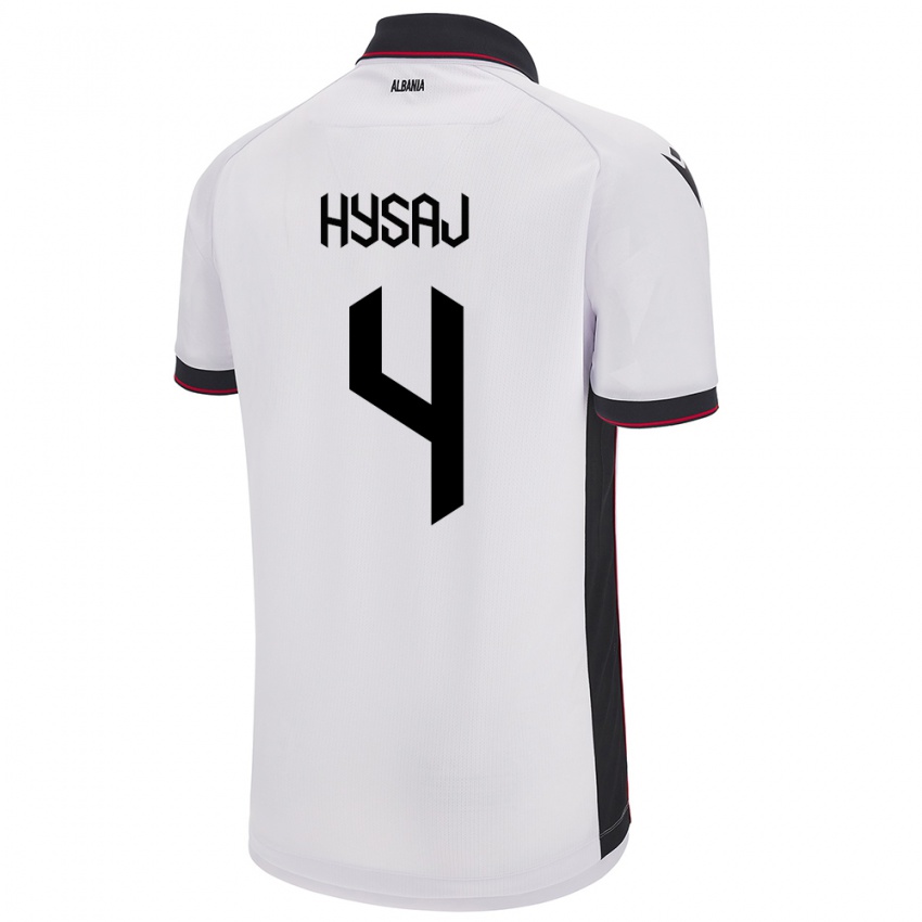 Hombre Camiseta Albania Elseid Hysaj #4 Blanco 2ª Equipación 24-26 La Camisa Argentina