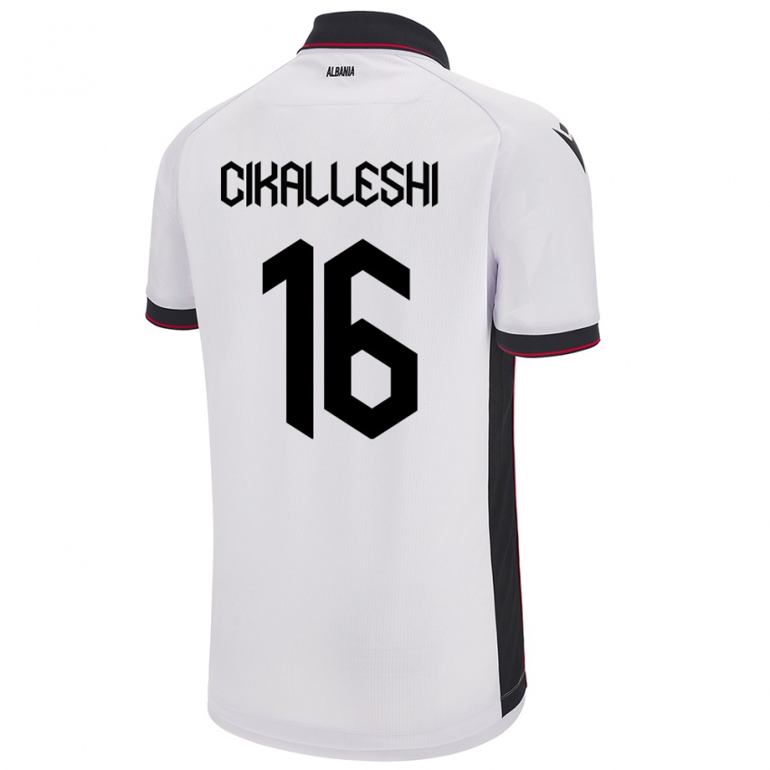 Hombre Camiseta Albania Sokol Cikalleshi #16 Blanco 2ª Equipación 24-26 La Camisa Argentina