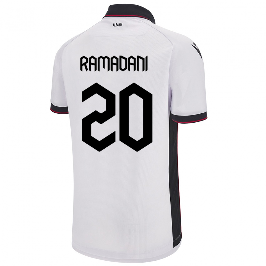 Hombre Camiseta Albania Ylber Ramadani #20 Blanco 2ª Equipación 24-26 La Camisa Argentina