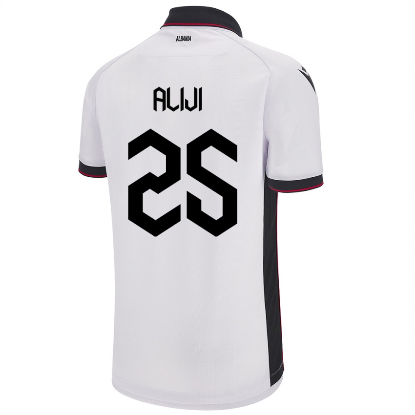 Hombre Camiseta Albania Naser Aliji #25 Blanco 2ª Equipación 24-26 La Camisa Argentina