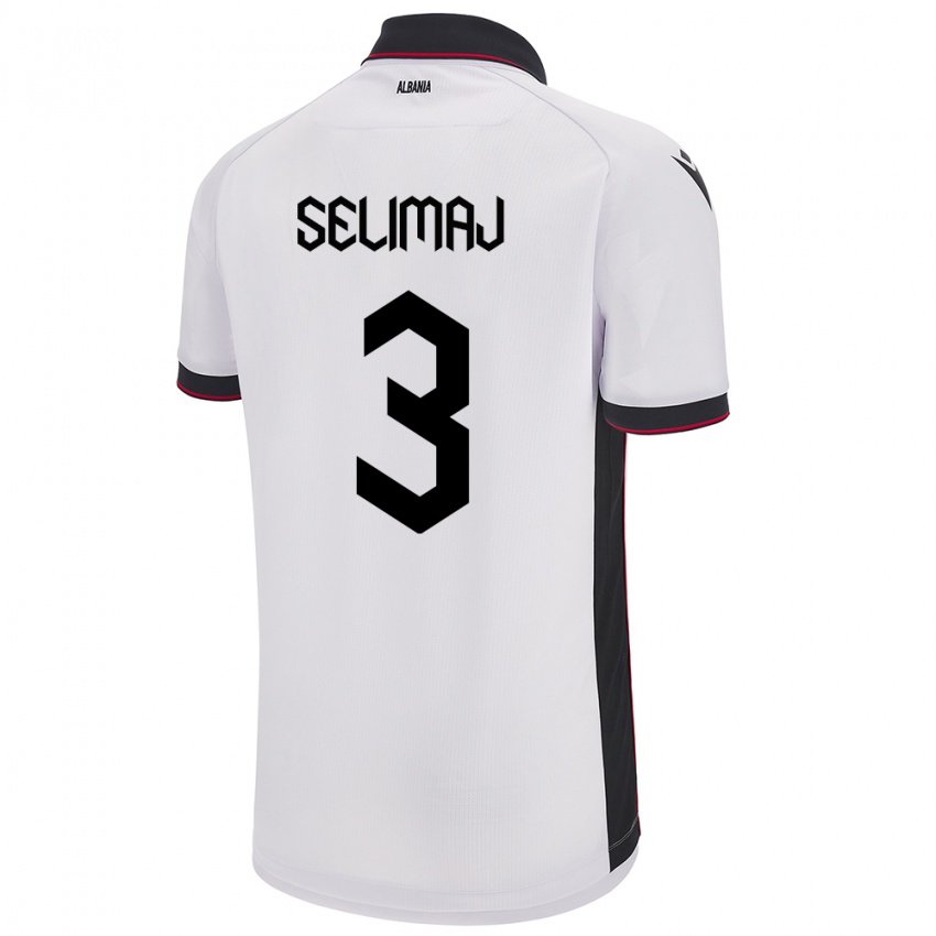 Hombre Camiseta Albania Ermis Selimaj #3 Blanco 2ª Equipación 24-26 La Camisa Argentina