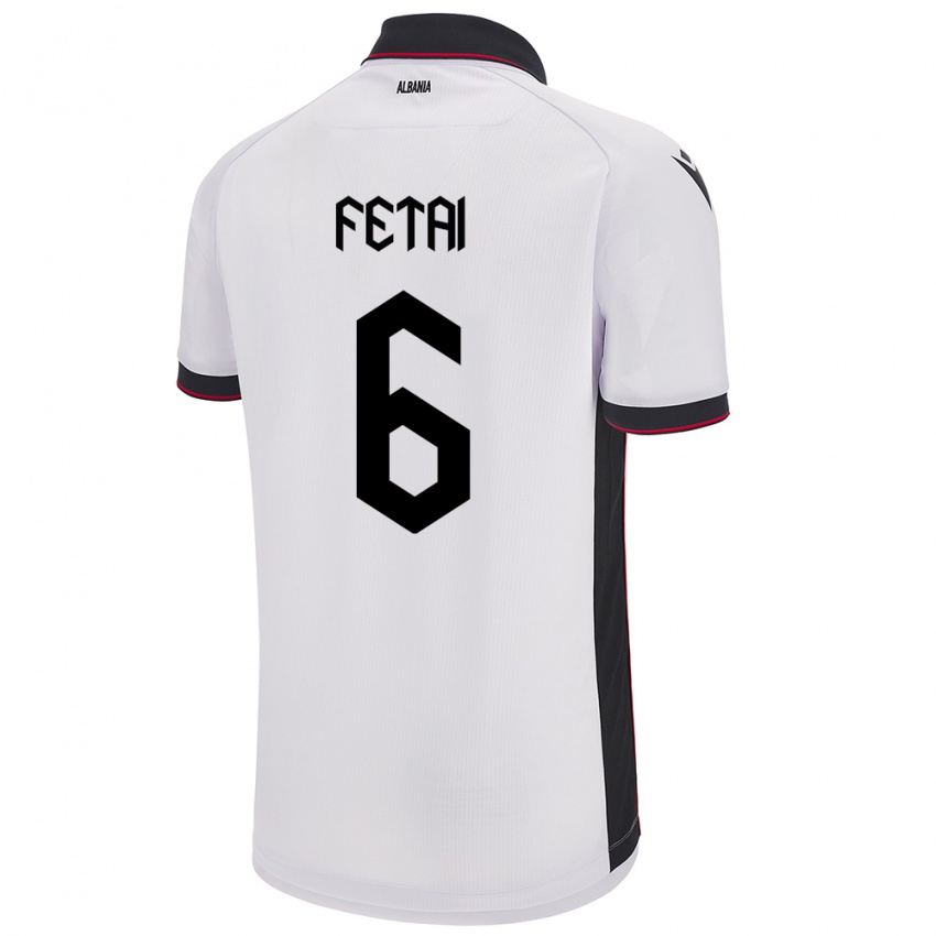 Hombre Camiseta Albania Feta Fetai #6 Blanco 2ª Equipación 24-26 La Camisa Argentina