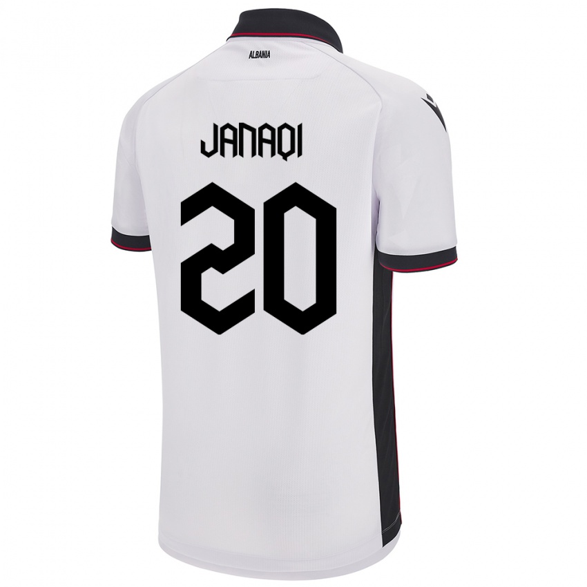 Hombre Camiseta Albania Dejvid Janaqi #20 Blanco 2ª Equipación 24-26 La Camisa Argentina