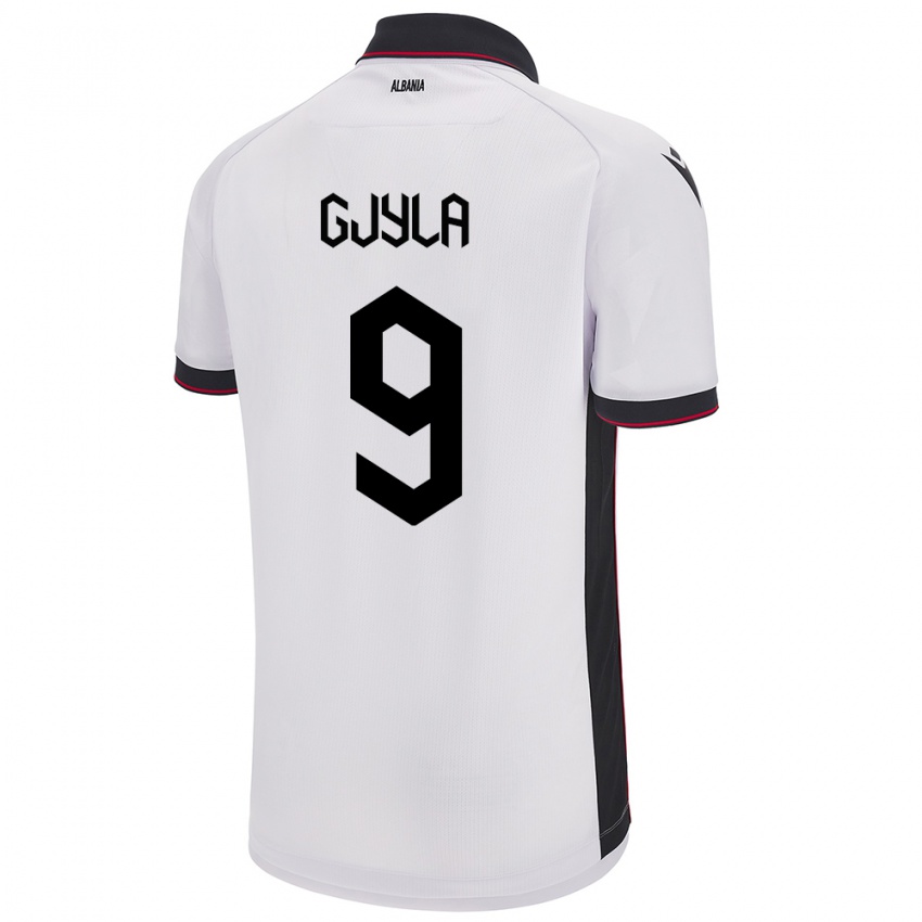 Hombre Camiseta Albania Brayan Gjyla #9 Blanco 2ª Equipación 24-26 La Camisa Argentina