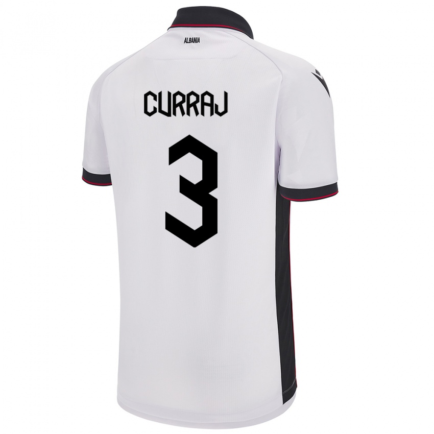 Hombre Camiseta Albania Arbenita Curraj #3 Blanco 2ª Equipación 24-26 La Camisa Argentina