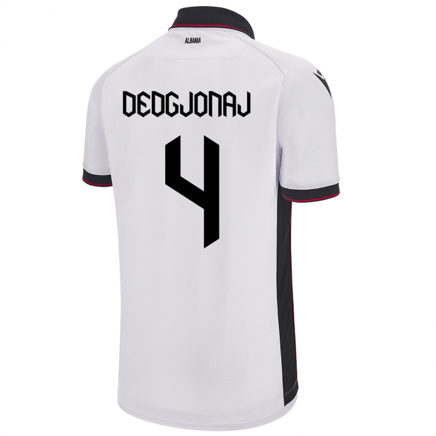 Hombre Camiseta Albania Leonora Dedgjonaj #4 Blanco 2ª Equipación 24-26 La Camisa Argentina