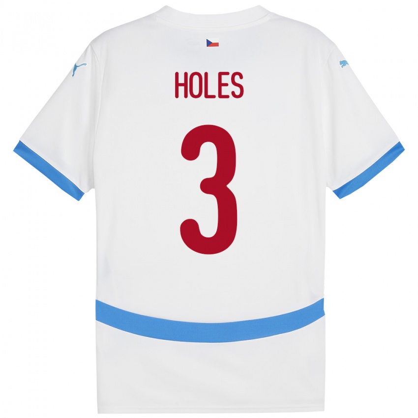 Hombre Camiseta Chequia Tomas Holes #3 Blanco 2ª Equipación 24-26 La Camisa Argentina