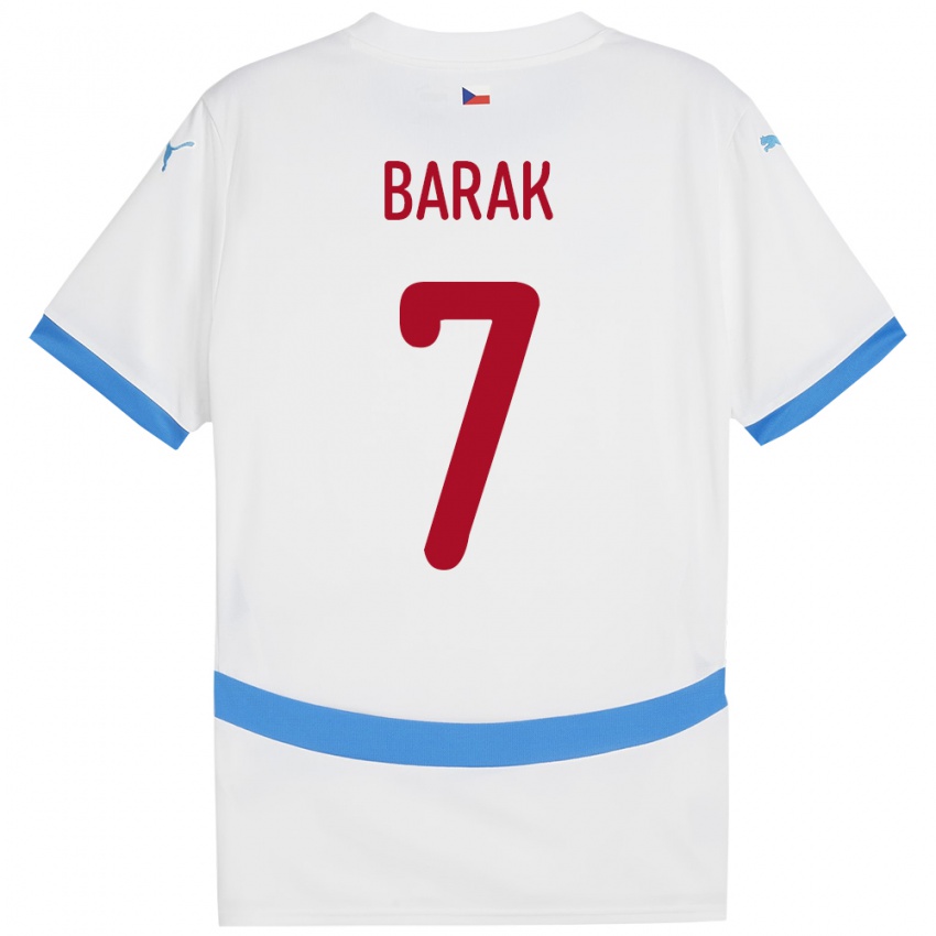 Hombre Camiseta Chequia Antonín Barák #7 Blanco 2ª Equipación 24-26 La Camisa Argentina