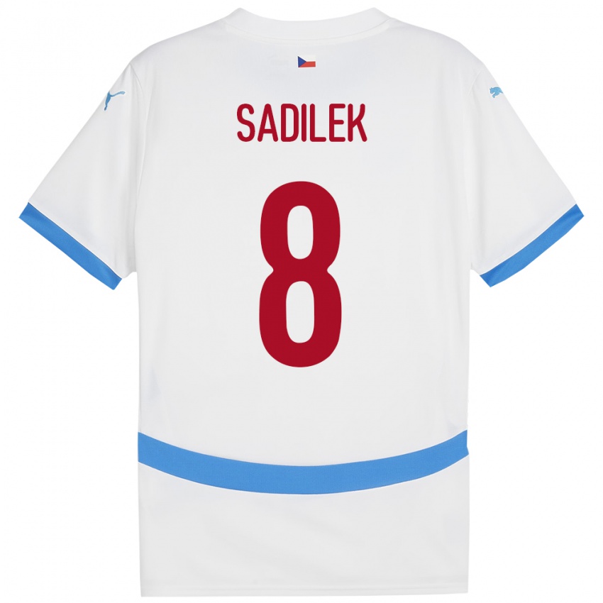 Hombre Camiseta Chequia Michal Sadílek #8 Blanco 2ª Equipación 24-26 La Camisa Argentina