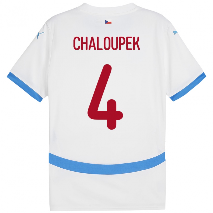 Hombre Camiseta Chequia Stepan Chaloupek #4 Blanco 2ª Equipación 24-26 La Camisa Argentina