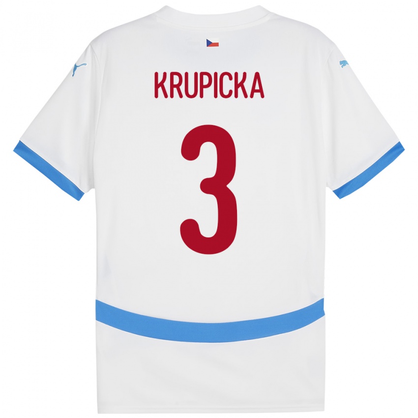 Hombre Camiseta Chequia David Krupicka #3 Blanco 2ª Equipación 24-26 La Camisa Argentina