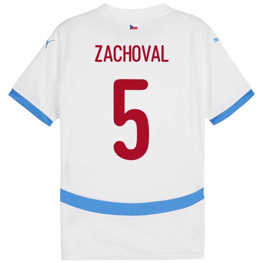 Hombre Camiseta Chequia Matej Zachoval #5 Blanco 2ª Equipación 24-26 La Camisa Argentina