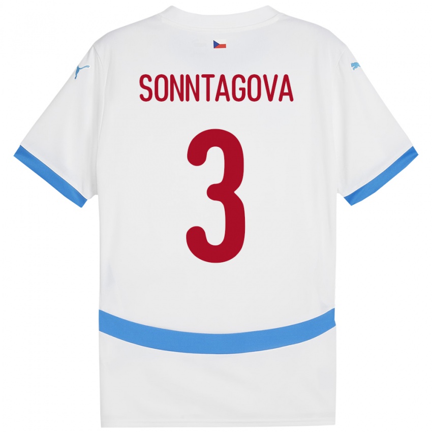 Hombre Camiseta Chequia Eliška Sonntagová #3 Blanco 2ª Equipación 24-26 La Camisa Argentina