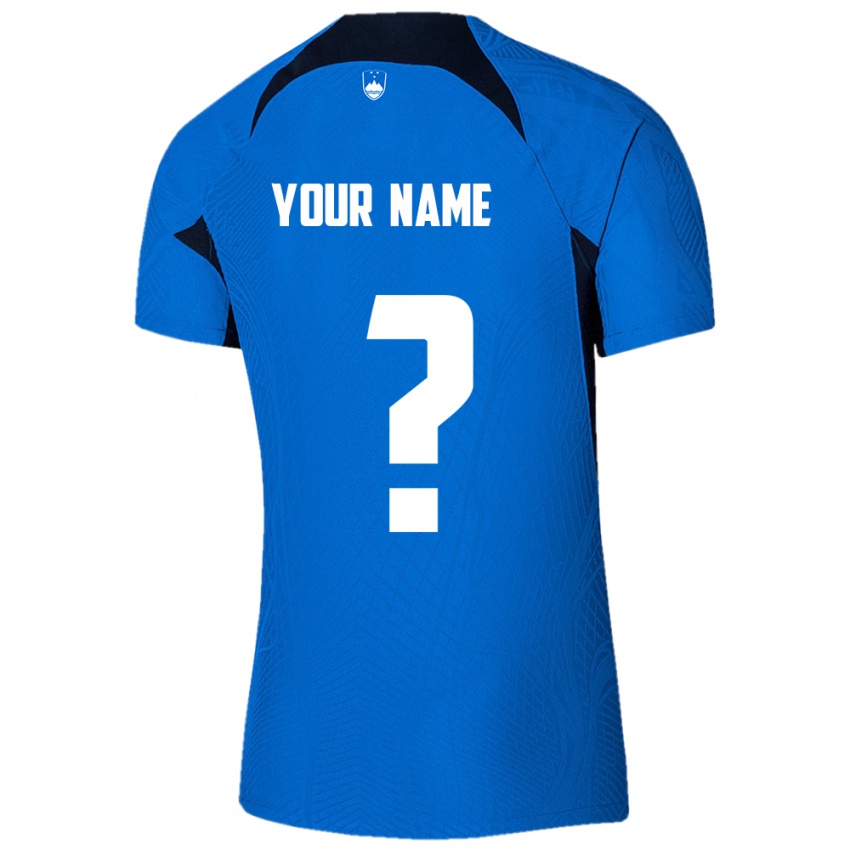 Hombre Camiseta Eslovenia Su Nombre #0 Azul 2ª Equipación 24-26 La Camisa Argentina