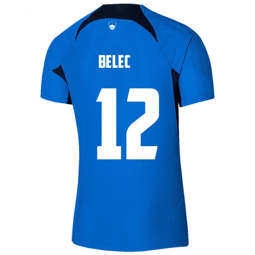 Hombre Camiseta Eslovenia Vid Belec #12 Azul 2ª Equipación 24-26 La Camisa Argentina